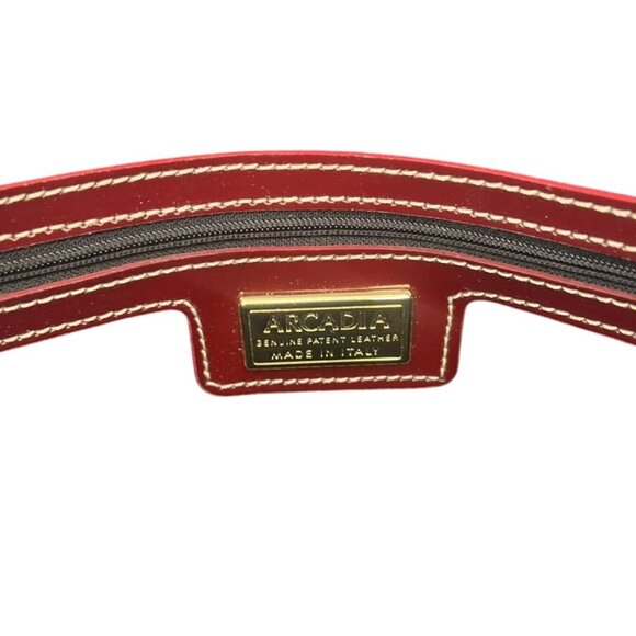 Arcadia Dark Red Embossed Patent Leather Crossbody Shoulder Bag Italy - Picture 8 of 8